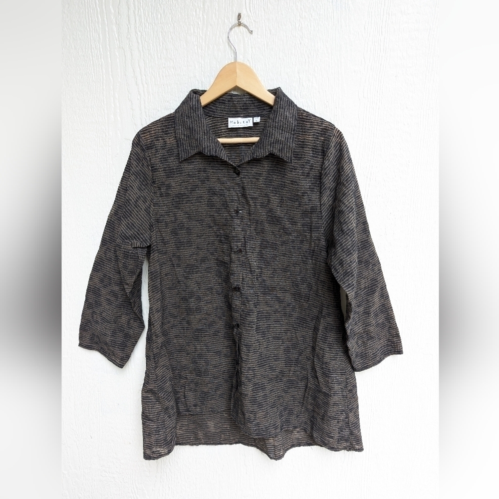 Habitat Clothes To Live In Floral Collared Long Sleeve Blouse Top Size Large